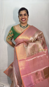 Vriksham Peach Tanchoi Tissue Silk Saree-VS4487